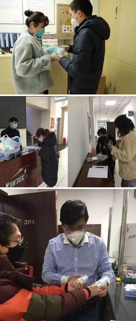 發(fā)放防護物資：口罩、手套、消毒液、洗手液